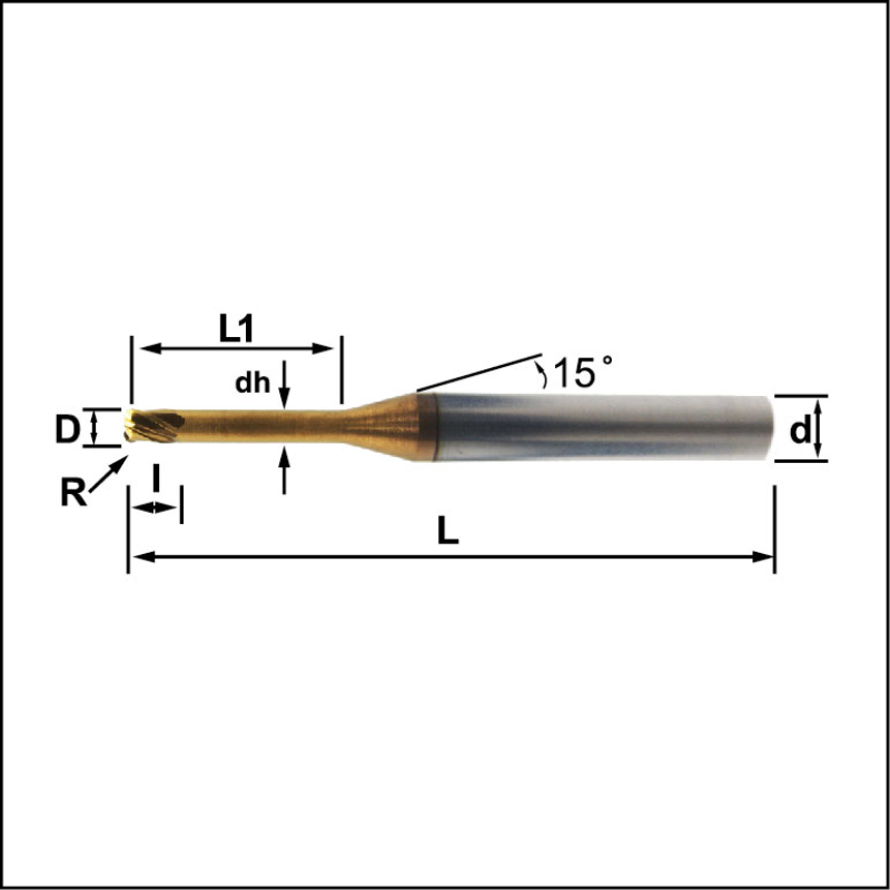 Model 5 LNR (Corner Radius For Deep Processing, Long Neck),4 Flutes