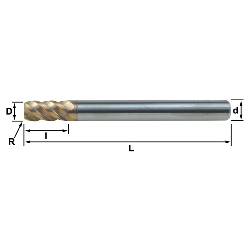 Model 5 SLR4/MLR4 (Corner Radius, Long Shank),4 Flutes