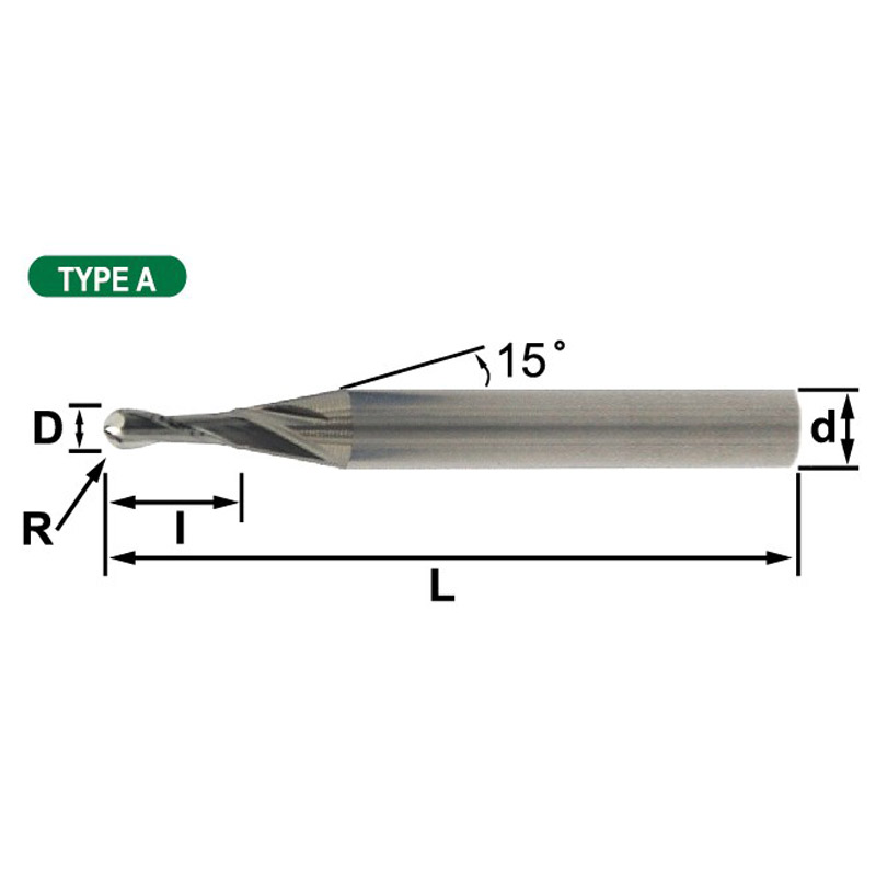 Model 2 ACB (Ball Nose, Aluminum Alloy),2 Flutes