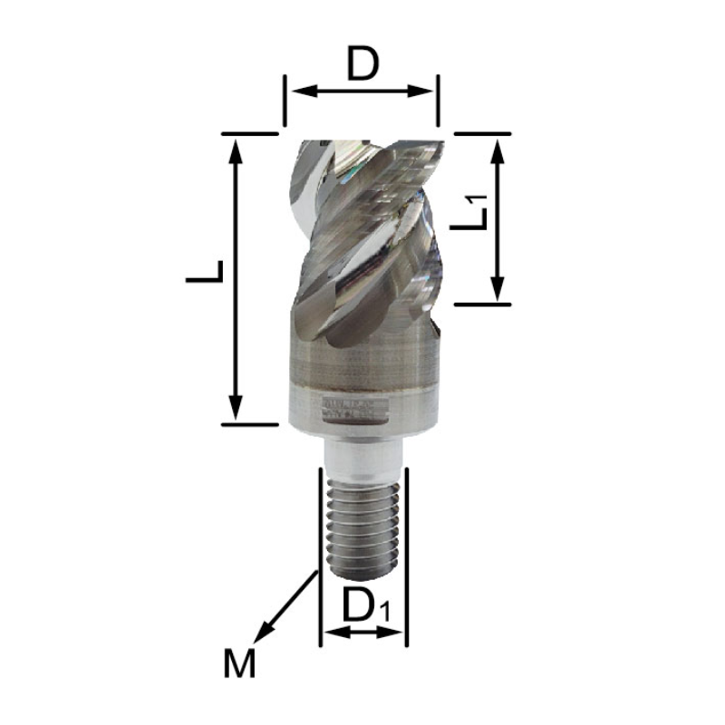 Model  HAE Tungsten Carbide End Mill Bits with Threaded Shank for Aluminium Cutting