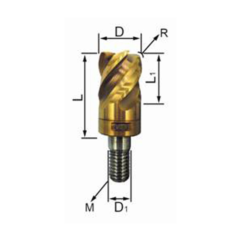 Model HESR Tungsten Carbide Corner Radius End Mill Bits with Threaded Shank