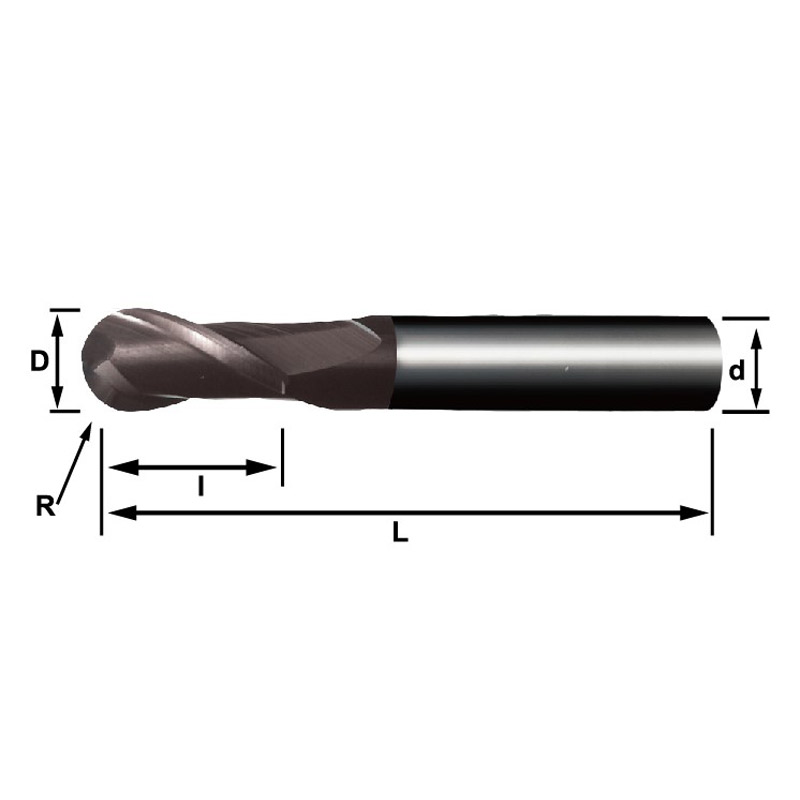 Model 2D TMSB (Compound Lathe Ball Nose End Mill),2 Flutes