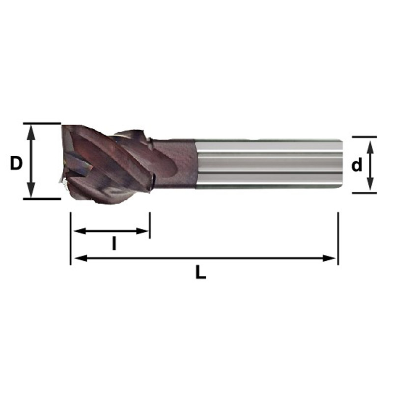 Model 2D TMTPE (For Compound Lathe End Mill-Small handle mill),3 Flutes