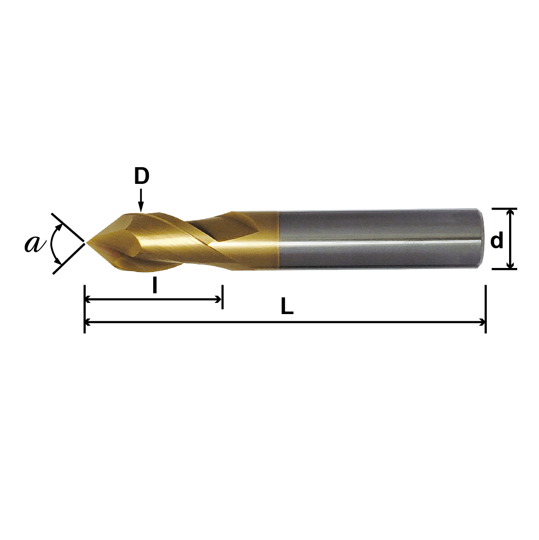 Model Tungsten Carbide V-Pointed End Mill (Drilling and Milling)