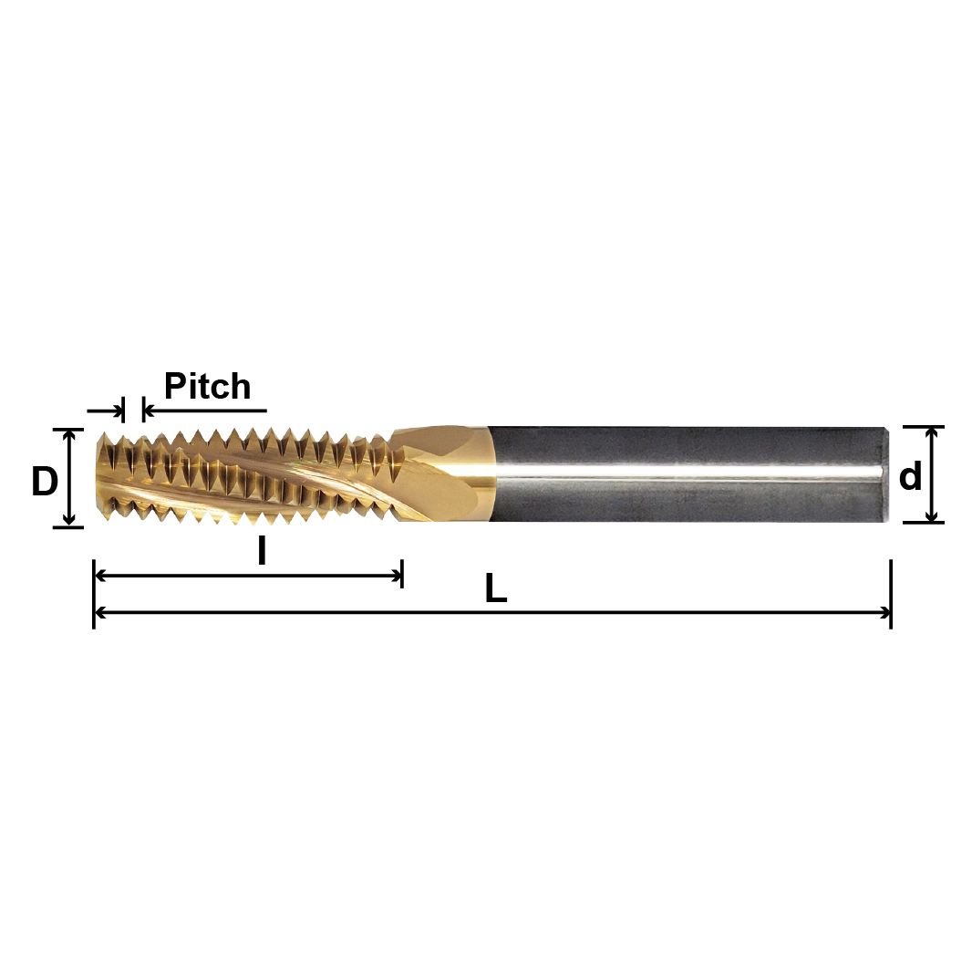 Model VUB (Thread Milling Tools-Helical Flutes-ISO Metric)-Full teeth